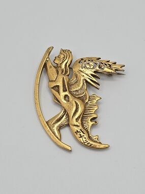 Vintage Salvador Dali Signed Winged Angel Brooch 1966 Israel Judaica Art Pin